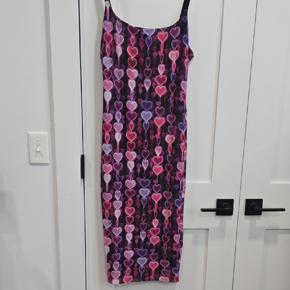 BlackMilk Pink and Purple Spaghetti Strap Bodycon Dress